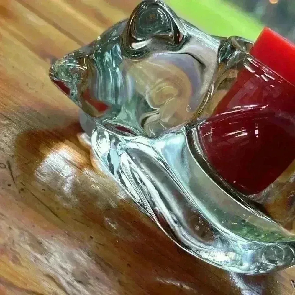 Vintage Indiana Glass Paper Weight Sleeping Kitty Has Place For Votive Candle